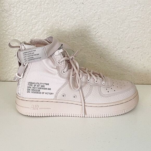 Nike Air Force AF1 pale pink hightop military sneaker shoes size 4.5Y - Picture 4 of 17
